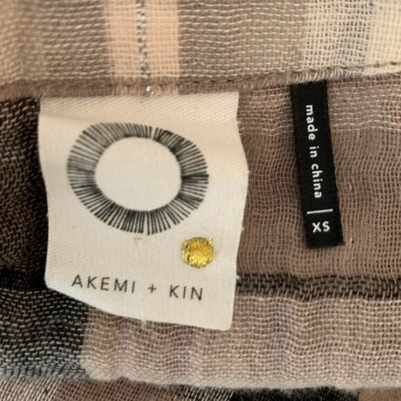 Anthropologie Akemi + Kin XS Plaid Tunic Blouse Brown Tan Sleeveless Fall - Picture 6 of 11